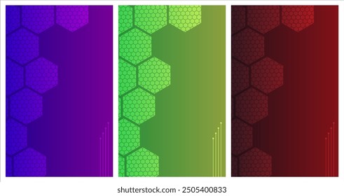 Conjunto de carteles de cubierta Abstractas Fondo poligonal geométrico concepto de tecnología moderna colorul cubierta de Anuncio Fondo de pantalla	
