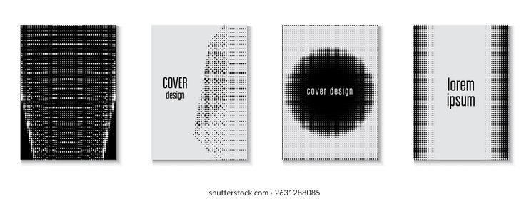 Conjunto de Tampa Abstrata. Modelo de marca. Conceito De Verão Com Arte Mínima. Quadro Linear Com Design Geométrico. Pôster da Linha Preta. Pontos Branco E Preto Flyer. Tampa abstrata branca