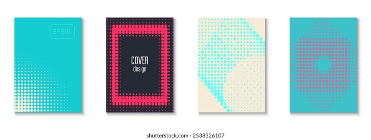 Abstract Cover Set. Color Circles On Memphis Layout. Young Hipster Design On Annual Page. Party Flyer. Minimalist Business Texture. Geometric Music Pattern. Trendy Abstract Cover