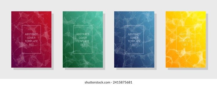 Abstract Cover Set. Modern Engineering Texture. Technology Network Pattern. Colorful Science Backdrop. Vector