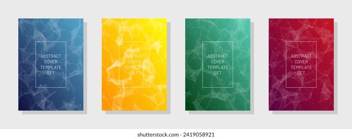 Abstrakter Decksatz. Moderne Netztextur. Farbenfrohe Wissenschaftshintergründe. Technologie-Farbverlauf-Hintergrund. Vektorgrafik