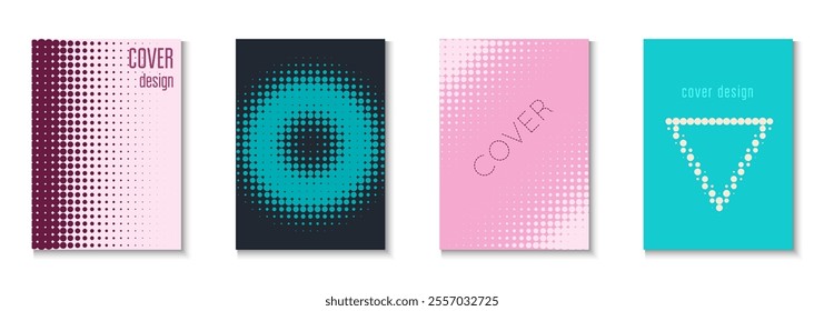 Abstract Cover Set. Modern Shapes In Tech Layout. Young Brand In Minimalistic Frame. Book Flyer. Minimalist Business Texture. Geometric Music Poster. Trendy Abstract Cover