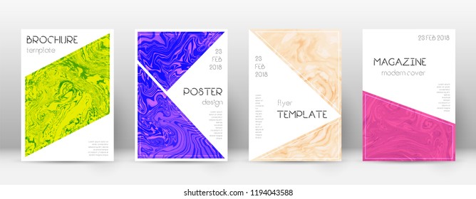 Abstract cover. Stunning design template. Suminagashi marble triangle poster. Stunning trendy abstract cover. Business vector illustration.