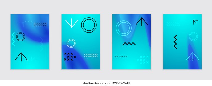 Abstract cover template with black geometric shapes. Poster with gradient neon colored  curved glow fluid shape. Liquid bright colors.