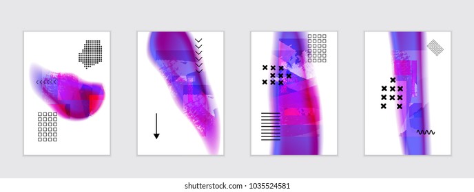 Abstract cover template with black geometric shapes. Poster with gradient neon colored  curved glow fluid shape. Liquid bright colors.