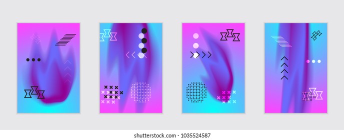Abstract cover template with black geometric shapes. Poster with gradient neon colored  curved glow fluid shape. Liquid bright colors.