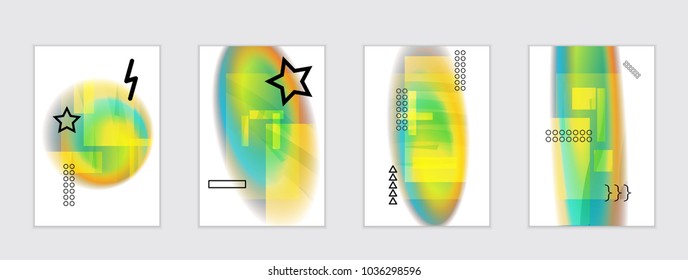 Abstract cover template with black geometric shapes. Poster with gradient neon colored  curved glow fluid shape. Liquid bright colors.