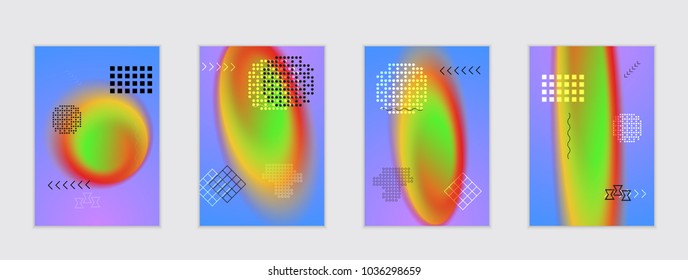 Abstract cover template with black geometric shapes. Poster with gradient neon colored  curved glow fluid shape. Liquid bright colors.