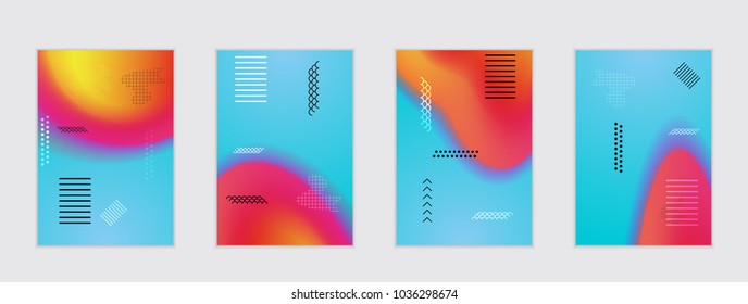 Abstract cover template with black geometric shapes. Poster with gradient neon colored  curved glow fluid shape. Liquid bright colors. - Shutterstock ID 1036298674
