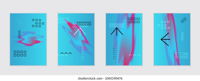Abstract cover template with black geometric shapes. Poster with gradient neon colored  curved glow fluid shape. Liquid bright colors.