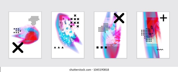 Abstract cover template with black geometric shapes. Poster with gradient neon colored  curved glow fluid shape. Liquid bright colors.