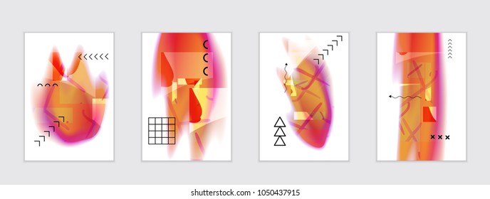 Abstract cover template with black geometric shapes. Poster with gradient neon colored  curved glow fluid shape. Liquid bright colors.