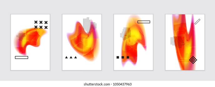 Abstract cover template with black geometric shapes. Poster with gradient neon colored  curved glow fluid shape. Liquid bright colors.