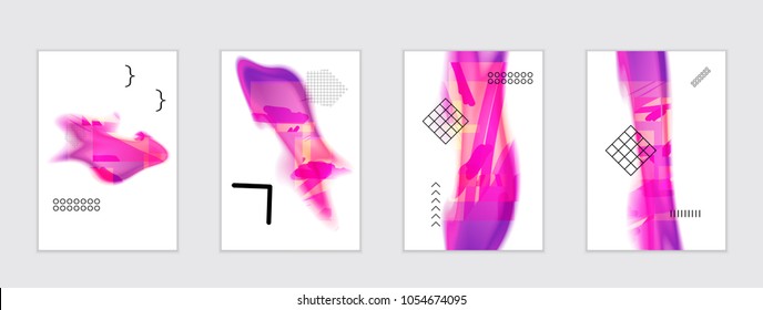 Abstract cover template with black geometric shapes. Poster with gradient neon colored  curved glow fluid shape. Liquid bright colors.
