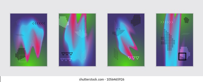 Abstract cover template with black geometric shapes. Poster with gradient neon colored  curved glow fluid shape. Liquid bright colors.