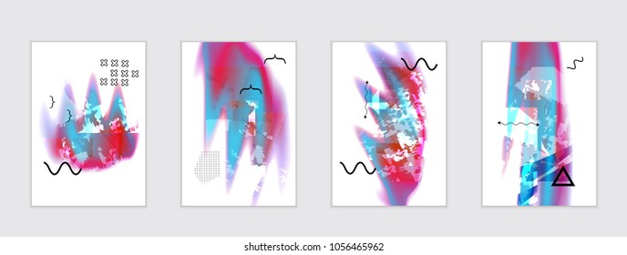 Abstract cover template with black geometric shapes. Poster with gradient neon colored  curved glow fluid shape. Liquid bright colors.