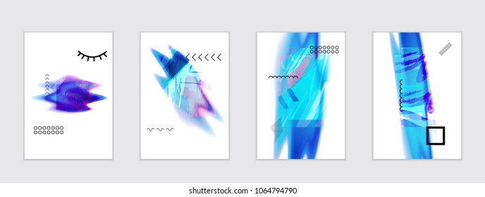 Abstract cover template with black geometric shapes. Poster with gradient neon colored  curved glow fluid shape. Liquid bright colors.