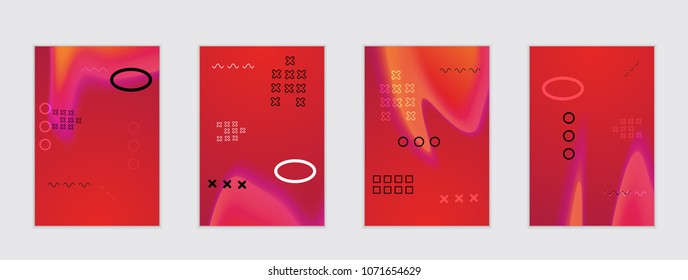 Abstract cover template with black geometric shapes. Poster with gradient neon colored  curved glow fluid shape. Liquid bright colors.
