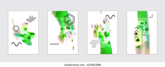 Abstract cover template with black geometric shapes. Poster with gradient neon colored  curved glow fluid shape. Liquid bright colors.