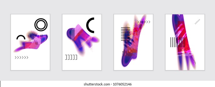 Abstract cover template with black geometric shapes. Poster with gradient neon colored  curved glow fluid shape. Liquid bright colors.