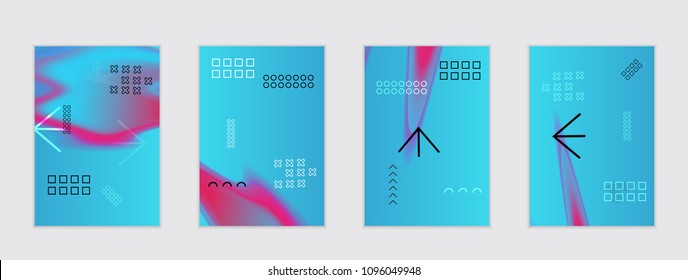 Abstract cover template with black geometric shapes. Poster with gradient neon colored  curved glow fluid shape. Liquid bright colors. - Shutterstock ID 1096049948
