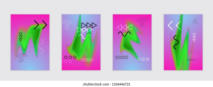 Abstract cover template with black geometric shapes. Poster with gradient neon colored  curved glow fluid shape. Liquid bright colors.
