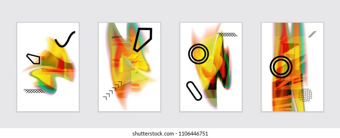 Abstract cover template with black geometric shapes. Poster with gradient neon colored  curved glow fluid shape. Liquid bright colors.