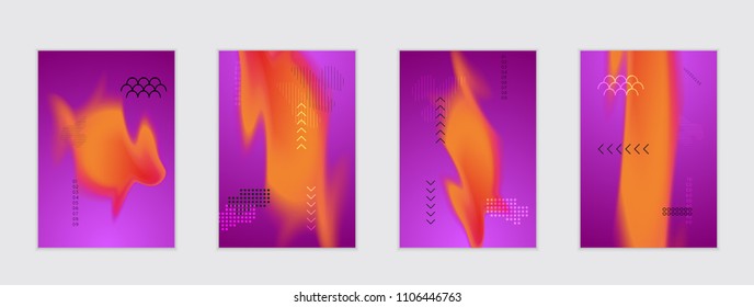 Abstract cover template with black geometric shapes. Poster with gradient neon colored  curved glow fluid shape. Liquid bright colors.