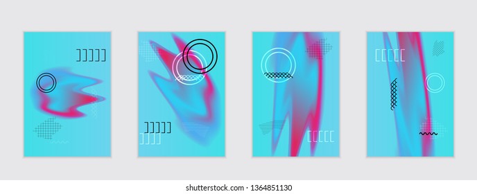 Abstract cover template with black geometric shapes. Poster with gradient neon colored  curved glow fluid shape. Liquid bright colors.