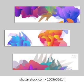Abstract cover template with gradient design elements. Futuristic abstract modern pattern with fluid colors creating digital art. Bright colored background artistic social media web banner
