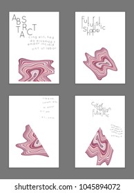 Abstract cover template with marble design elements. Poster with geometric shapes and multicolored striped random overlapping shapes creating marble effect.