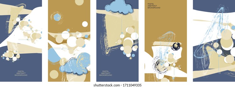 Plantilla de tapa abstracta con elementos de diseño de pintura. Afiche con formas geométricas y creación transparente pastel. Diseño gráfico vectorial de existencias