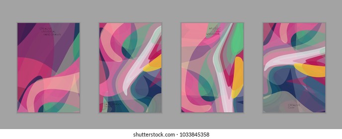 Abstract cover template with watercolor design elements. Poster with geometric shapes and multicolored transparent random overlapping shapes creating vector watercolor effect.