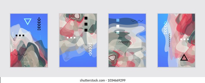 Abstract cover template with watercolor design elements. Poster with geometric shapes and multicolored transparent random overlapping shapes creating vector watercolor effect.