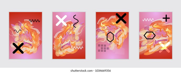 Abstract cover template with watercolor design elements. Poster with geometric shapes and multicolored transparent random overlapping shapes creating vector watercolor effect.