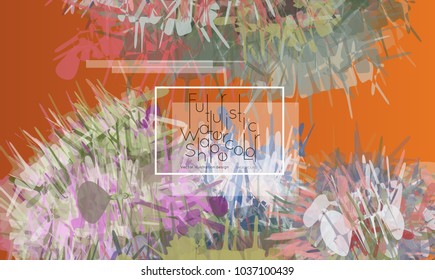 Abstract cover template with watercolor design elements. Poster with geometric shapes and multicolored transparent random overlapping shapes creating vector watercolor effect.