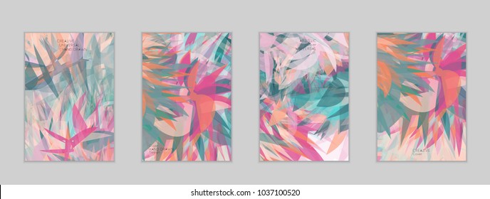Abstract cover template with watercolor design elements. Poster with geometric shapes and multicolored transparent random overlapping shapes creating vector watercolor effect.