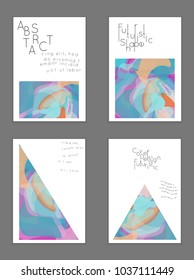 Abstract cover template with watercolor design elements. Poster with geometric shapes and multicolored transparent random overlapping shapes creating vector watercolor effect.