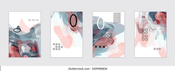 Abstract cover template with watercolor design elements. Poster with geometric shapes and multicolored transparent random overlapping shapes creating vector watercolor effect.