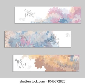 Abstract cover template with watercolor design elements. Poster with geometric shapes and multicolored transparent random overlapping shapes creating vector watercolor effect.