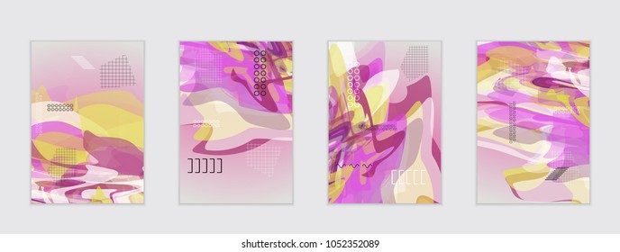 Abstract cover template with watercolor design elements. Poster with geometric shapes and multicolored transparent random overlapping shapes creating vector watercolor effect.