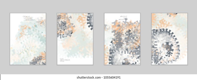 Abstract cover template with watercolor design elements. Poster with geometric shapes and multicolored transparent random overlapping shapes creating vector watercolor effect.