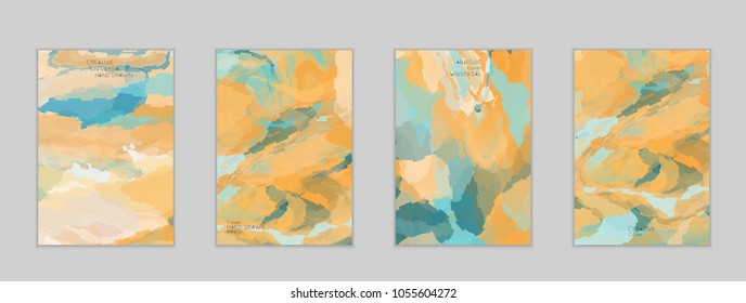 Abstract cover template with watercolor design elements. Poster with geometric shapes and multicolored transparent random overlapping shapes creating vector watercolor effect.