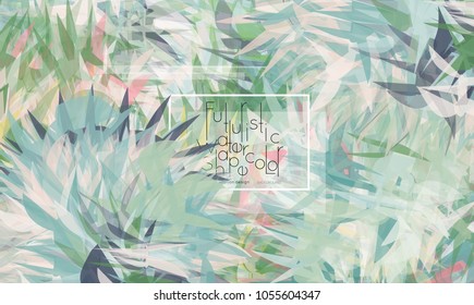 Abstract cover template with watercolor design elements. Poster with geometric shapes and multicolored transparent random overlapping shapes creating vector watercolor effect.