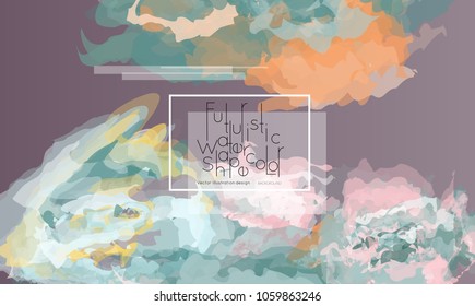 Abstract cover template with watercolor design elements. Poster with geometric shapes and multicolored transparent random overlapping shapes creating vector watercolor effect.