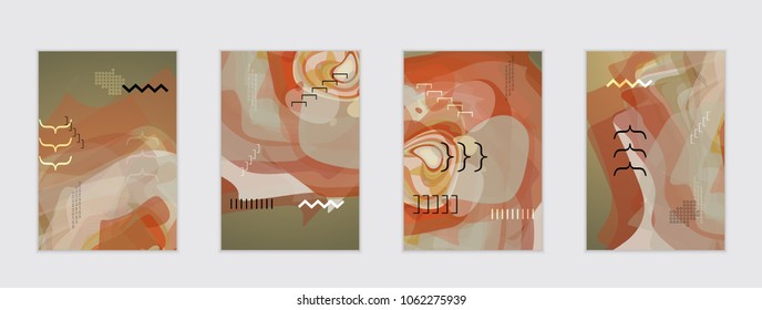 Abstract cover template with watercolor design elements. Poster with geometric shapes and multicolored transparent random overlapping shapes creating vector watercolor effect.