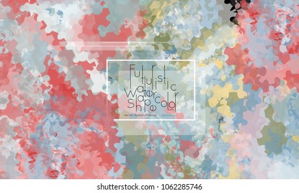 Abstract cover template with watercolor design elements. Poster with geometric shapes and multicolored transparent random overlapping shapes creating vector watercolor effect.