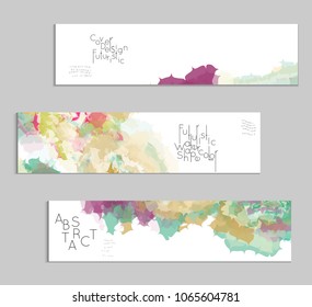 Abstract cover template with watercolor design elements. Poster with geometric shapes and multicolored transparent random overlapping shapes creating vector watercolor effect.