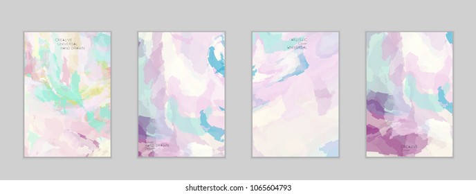 Abstract cover template with watercolor design elements. Poster with geometric shapes and multicolored transparent random overlapping shapes creating vector watercolor effect.