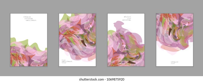 Abstract cover template with watercolor design elements. Poster with geometric shapes and multicolored transparent random overlapping shapes creating vector watercolor effect.